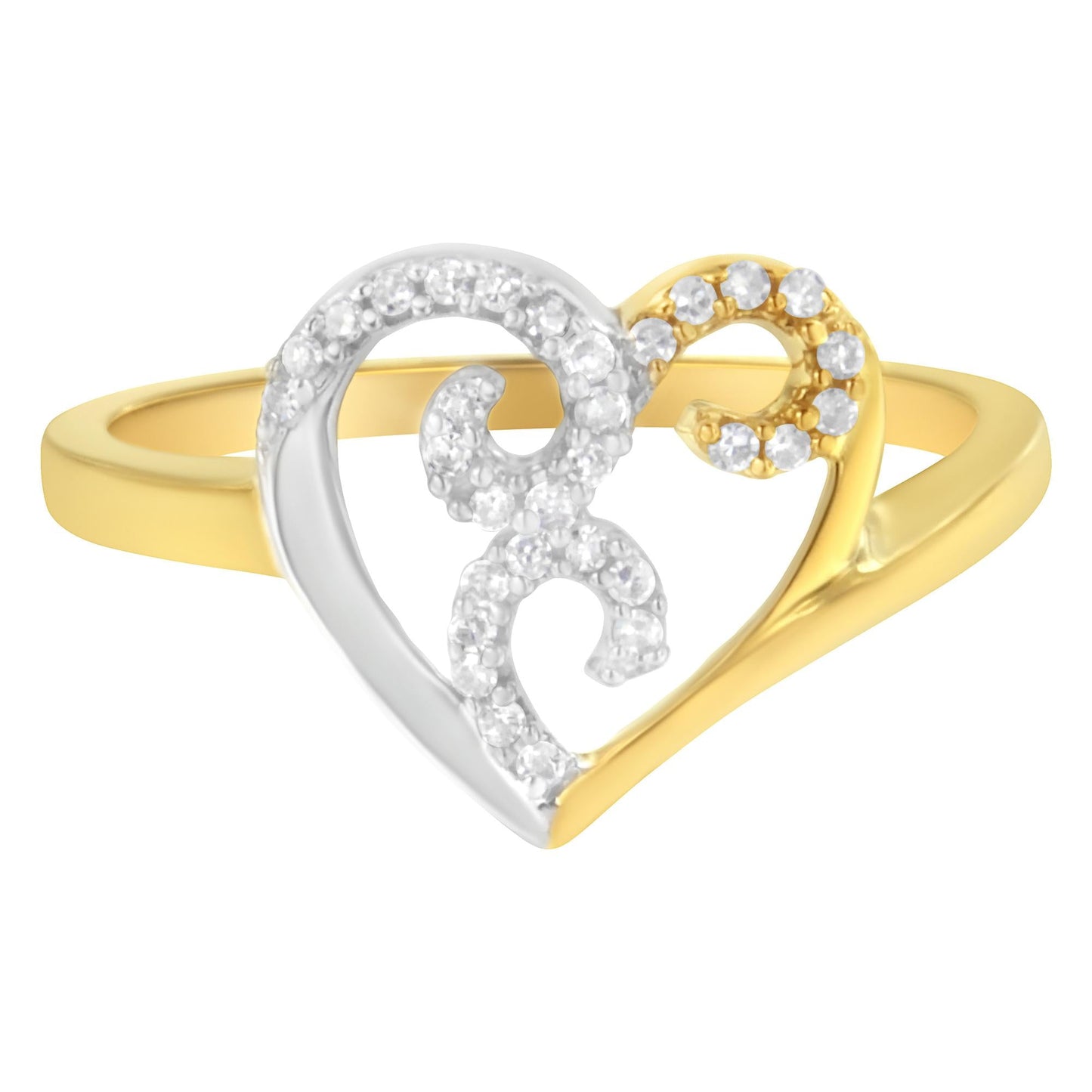 10K Two-Toned Gold Diamond Heart Shape Cluster Ring (1/6 Cttw)