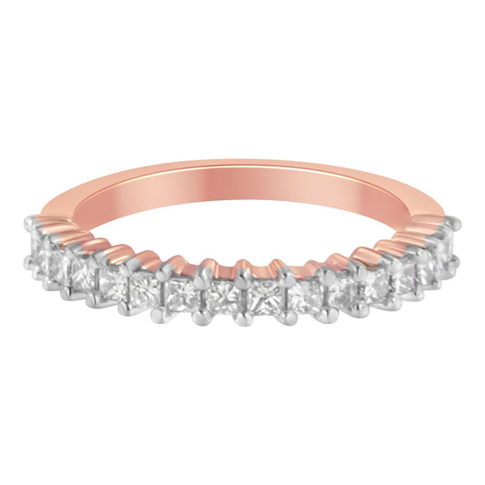 10K Rose Gold Flashed .925 Sterling Silver Diamond Band Ring (1/2 Ctt)