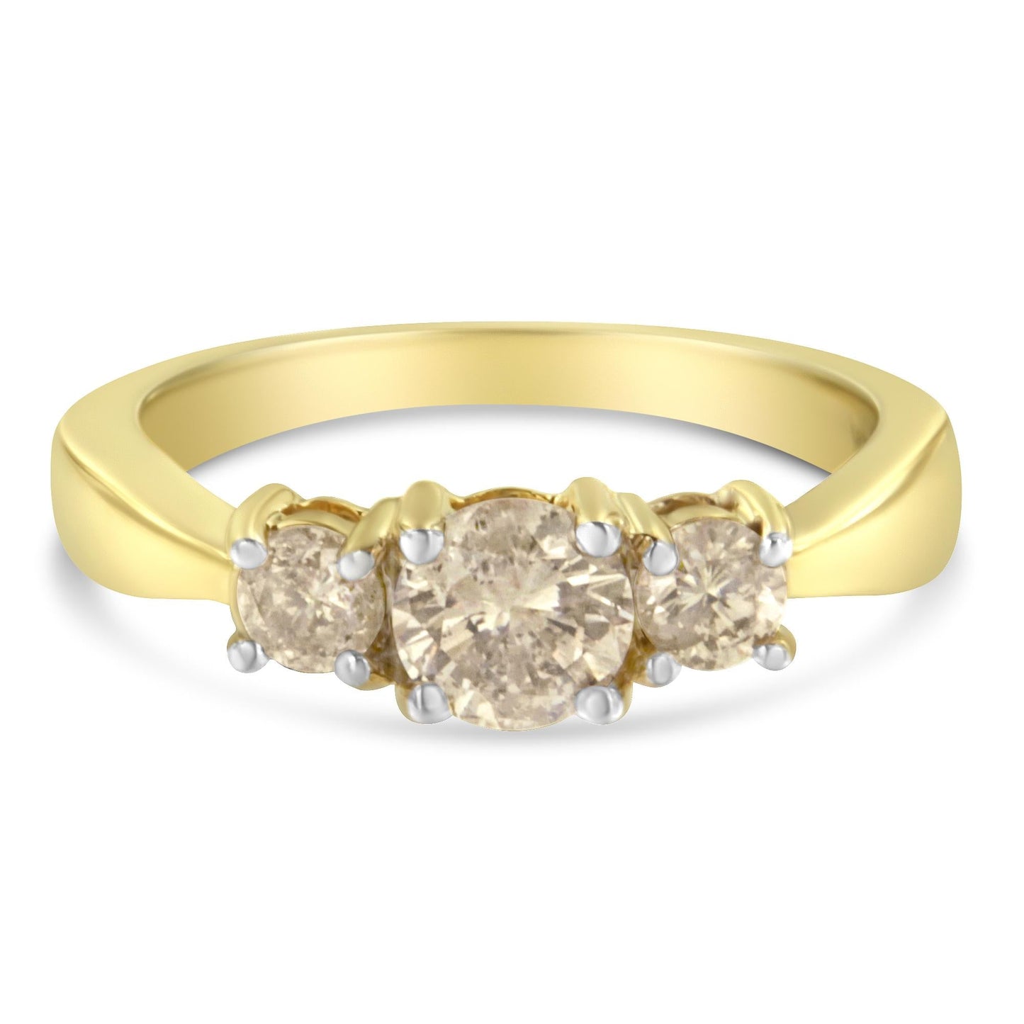 10K Yellow Gold Three Stone Diamond Band Ring (1.00 cttw, J-K Color)