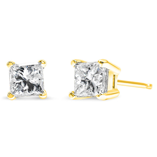 14K Yellow Gold 1.00 Cttw Princess-Cut Square Near Colorless Diamond C