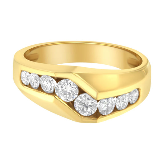 14KT Yellow Gold Men's Round Cut Diamond Ring (1 cttw, H-I Color)