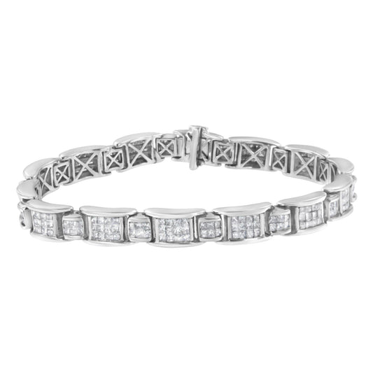 14K White Gold 5.0 Cttw Princess-Cut Diamond Rectangular Alternating S