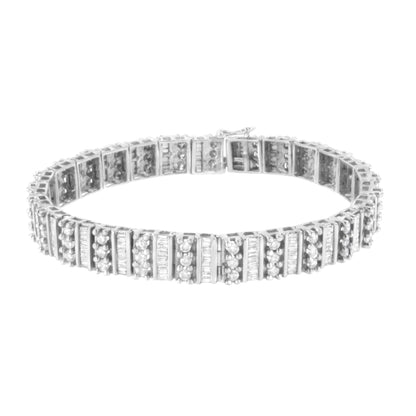 14K White Gold 4 7/8 cttw Baguette & Round Brilliant-Cut Diamond