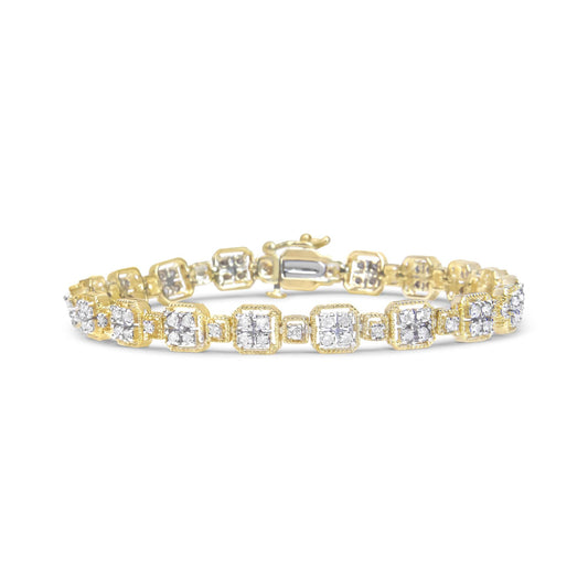 10K Yellow Gold 2.0 Cttw Diamond Square Link Bracelet (J-K Color, I2-I)