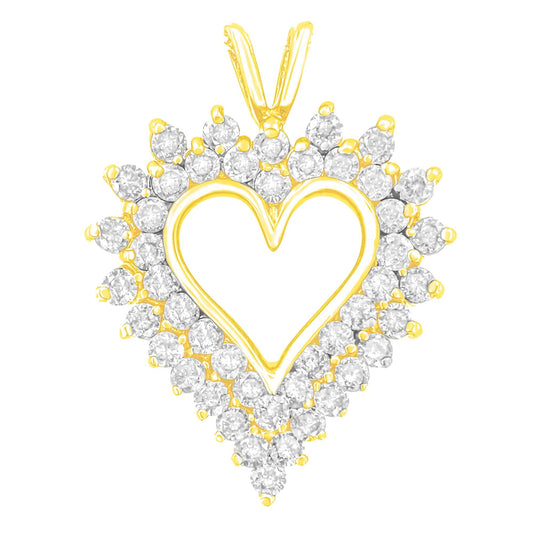 10K Yellow Gold 3.0 Cttw Brilliant-Cut Diamond Open Heart 18" Pendant