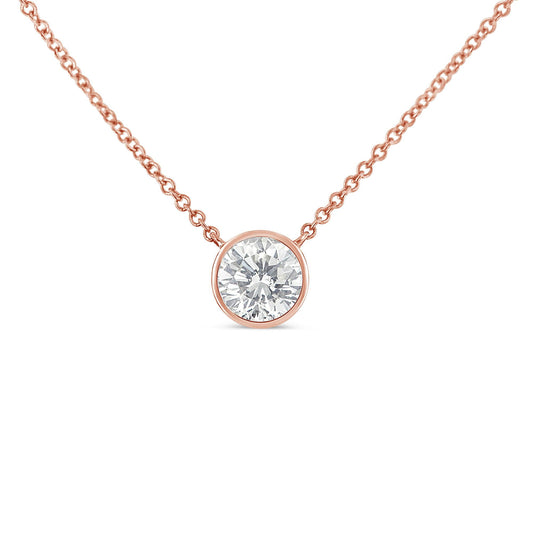 10K Rose Gold 1/2 Carat Round Brilliant-Cut Diamond Modern Bezel-Set S