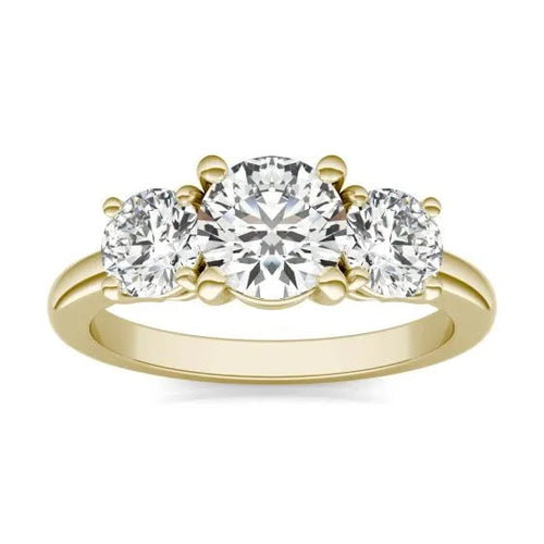 2 CTW Round Lab Grown Diamond Classic Three Stone Engagement Ring 14K