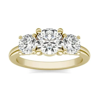 2 CTW Round Lab Grown Diamond Classic Three Stone Engagement Ring 14K