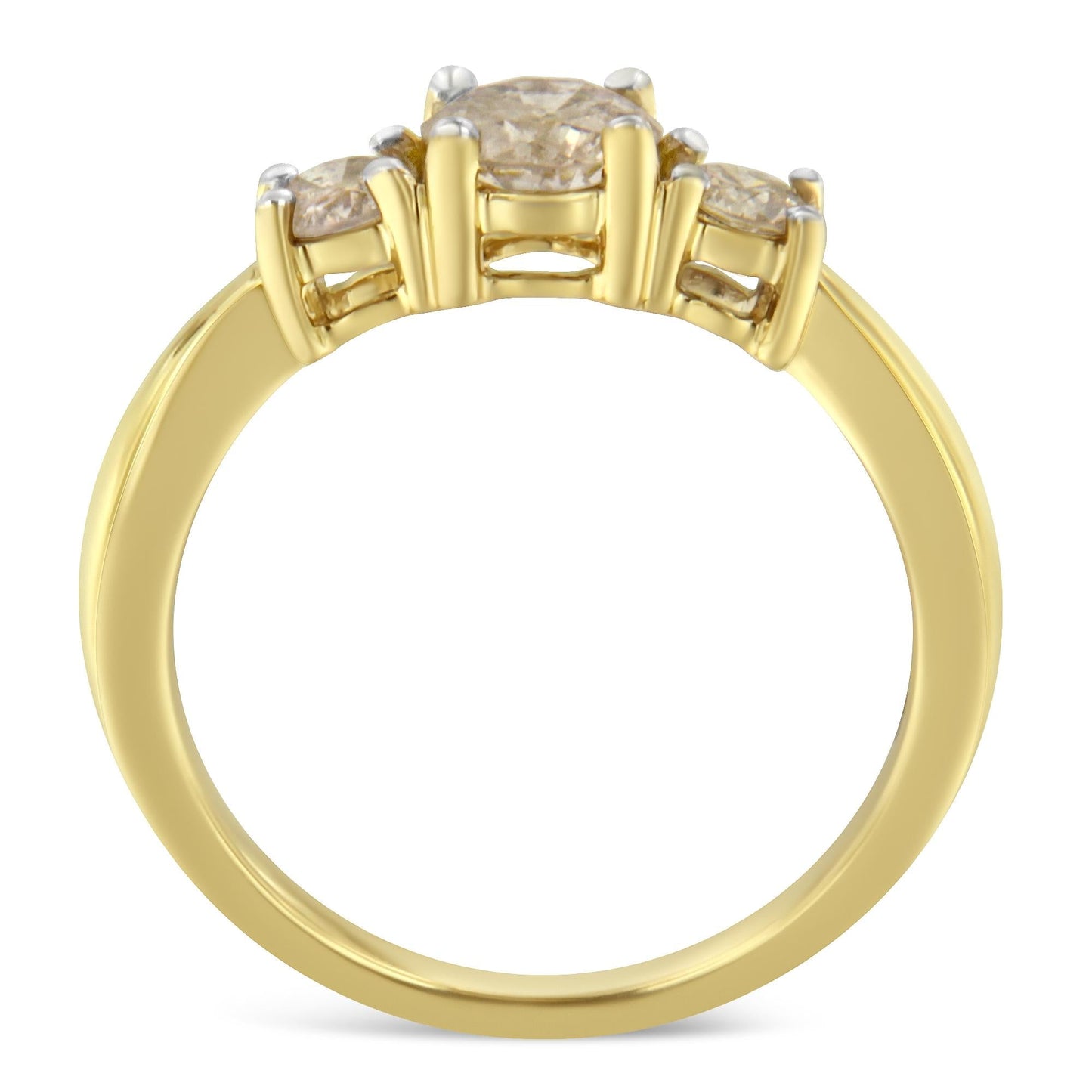 10K Yellow Gold Three Stone Diamond Band Ring (1.00 cttw, J-K Color)