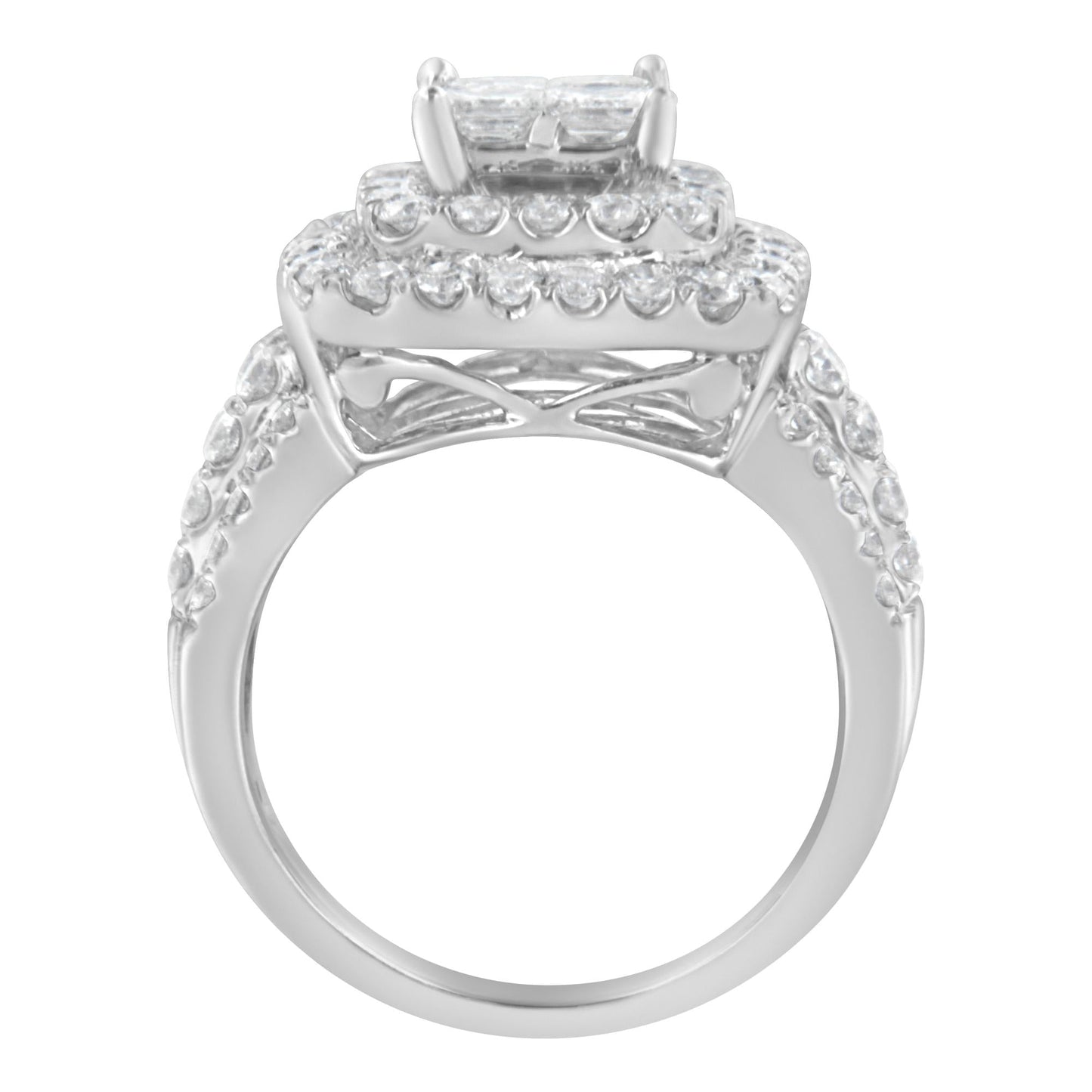 14KT White Gold Round and Princess Diamond Ring (2 1/4 cttw, H-I Color)