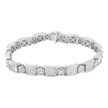 14K White Gold 5.0 Cttw Princess-Cut Diamond Rectangular Alternating S