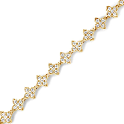 10K Yellow Gold 2.0 cttw Round-Cut Diamond 4 Leaf Clover Link Bracelet