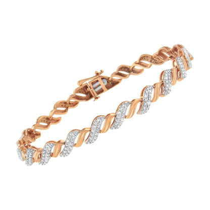 10K Rose Gold Plated .925 Sterling Silver 1/4 cttw Prong Set Round-Cut