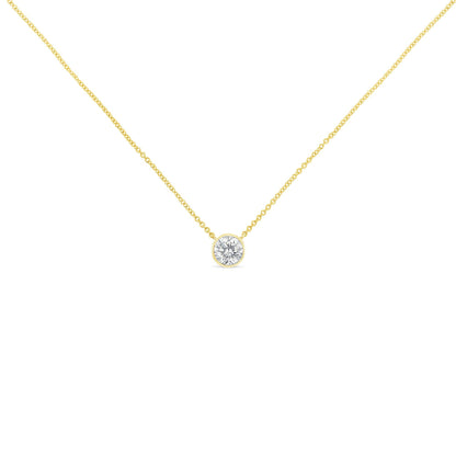 10K Yellow Gold 1/2 Carat Round Brilliant-Cut Diamond Modern Bezel-Set