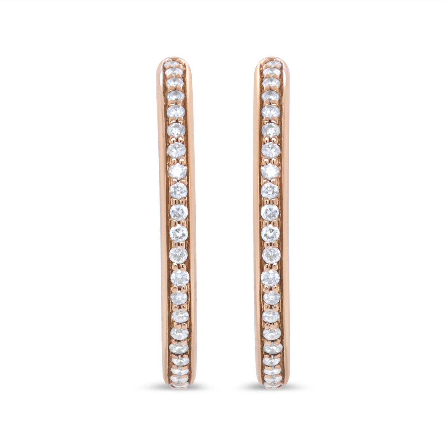 18K Rose Gold 1/5 Cttw Round Diamond Hoop Earrings (F-G Color, VS1-VS2