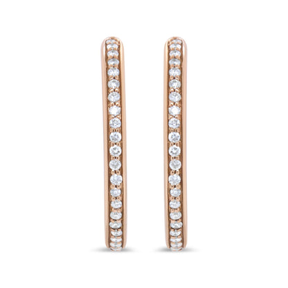 18K Rose Gold 1/5 Cttw Round Diamond Hoop Earrings (F-G Color, VS1-VS2