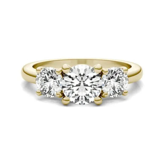 2 CTW Round Lab Grown Diamond Classic Three Stone Engagement Ring 14K