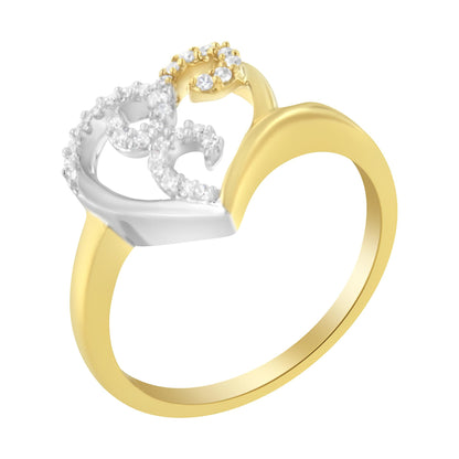 10K Two-Toned Gold Diamond Heart Shape Cluster Ring (1/6 Cttw)