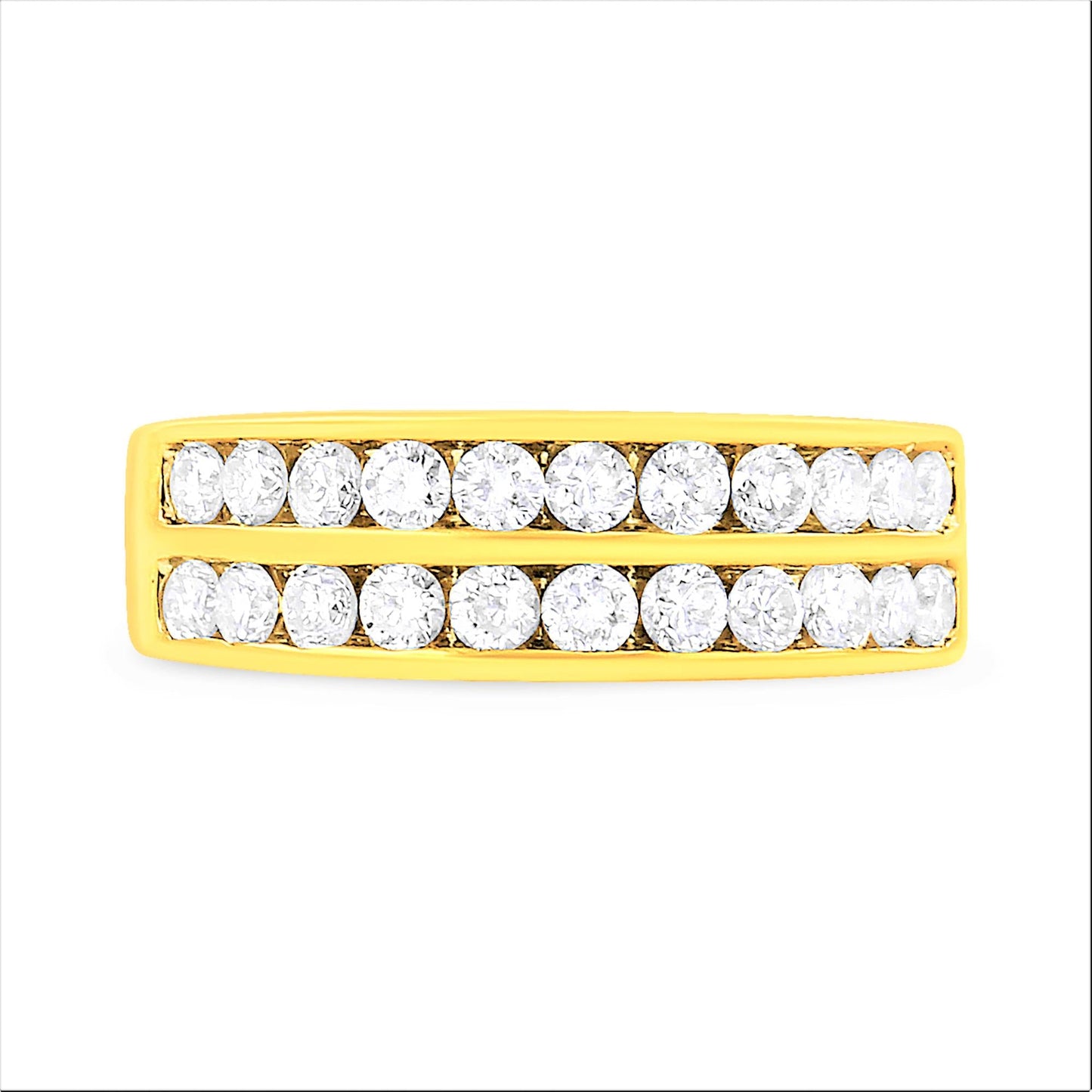 10K Yellow Gold Two-Row Diamond Band Ring (1 Cttw, J-K Color, I1-I2)