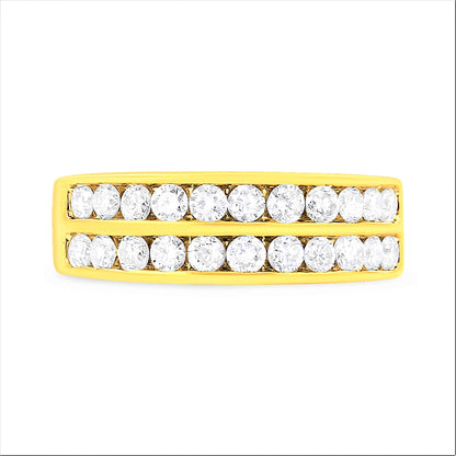 10K Yellow Gold Two-Row Diamond Band Ring (1 Cttw, J-K Color, I1-I2)