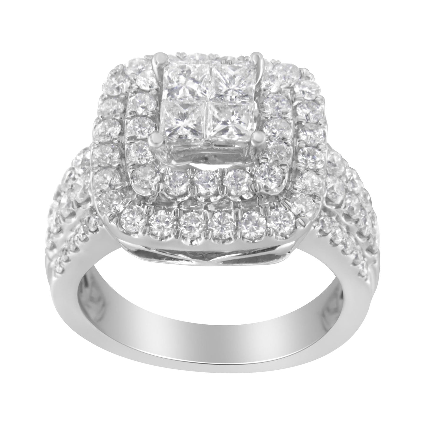 14KT White Gold Round and Princess Diamond Ring (2 1/4 cttw, H-I Color)