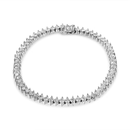 14K White Gold 5 1/2 Cttw Round Diamond 2-Prong Tennis Bracelet (H-I)