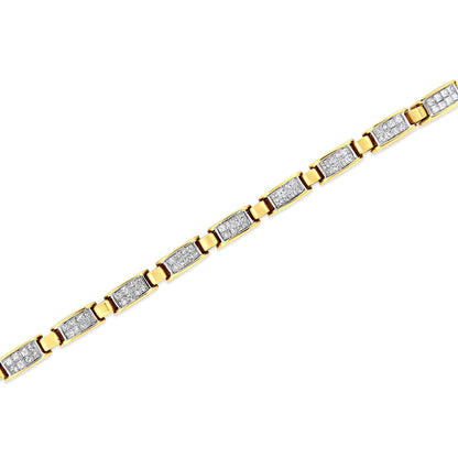 14K Yellow Gold 2 1/2 Cttw Princess-Cut Diamond Link Tennis Bracelet