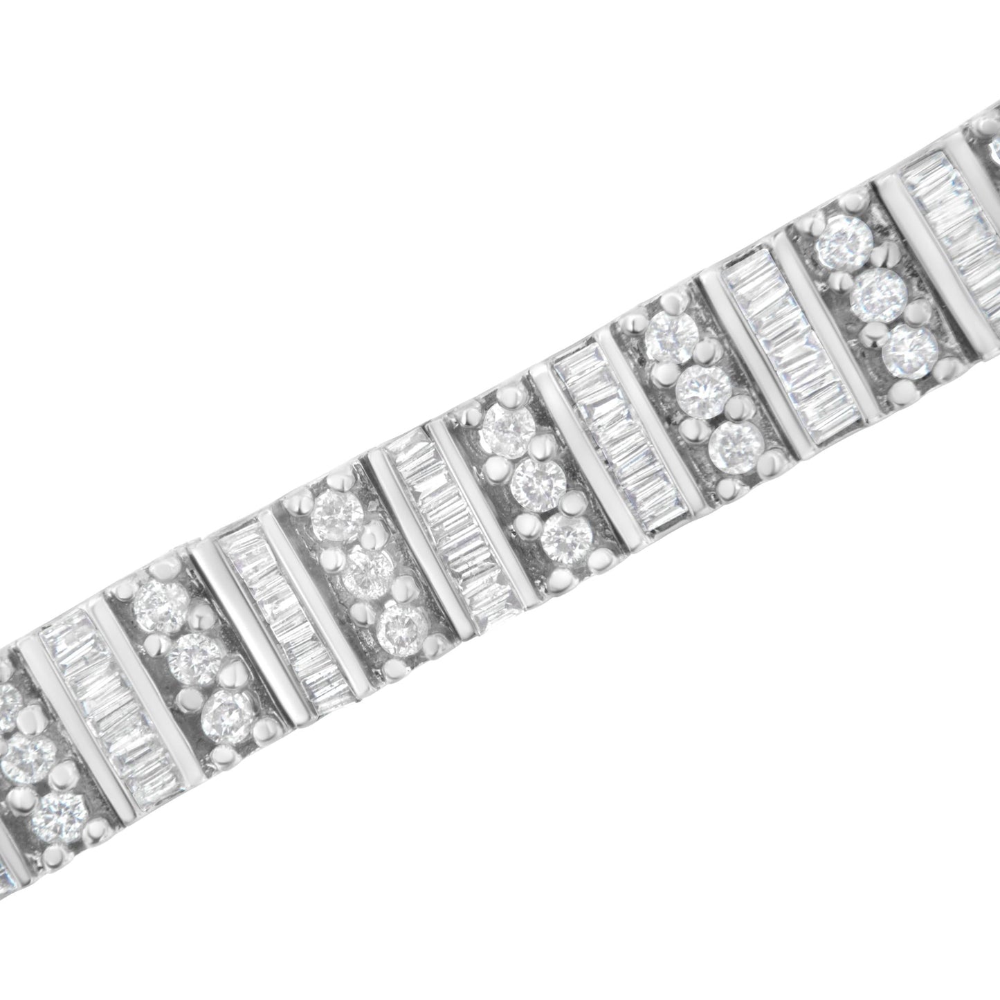 14K White Gold 4 7/8 cttw Baguette & Round Brilliant-Cut Diamond