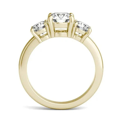 2 CTW Round Lab Grown Diamond Classic Three Stone Engagement Ring 14K