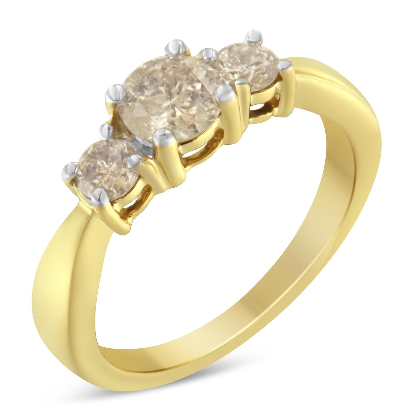 10K Yellow Gold Three Stone Diamond Band Ring (1.00 cttw, J-K Color)