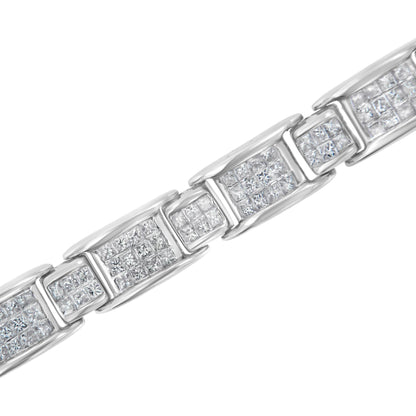 14K White Gold 5.0 Cttw Princess-Cut Diamond Rectangular Alternating S