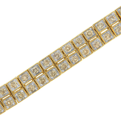 14K Yellow Gold over .925 Sterling Silver 3.0 Cttw Diamond Double Row