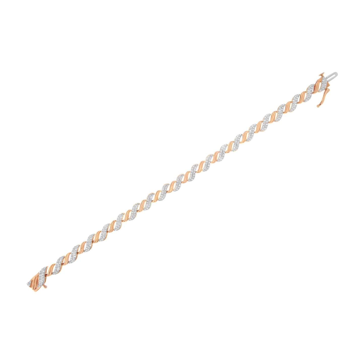 10K Rose Gold Plated .925 Sterling Silver 1/4 cttw Prong Set Round-Cut