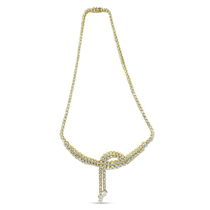 14k Yellow Gold 17.0 Cttw Diamond Double Row Lariat 18" Inch Tennis Necklece