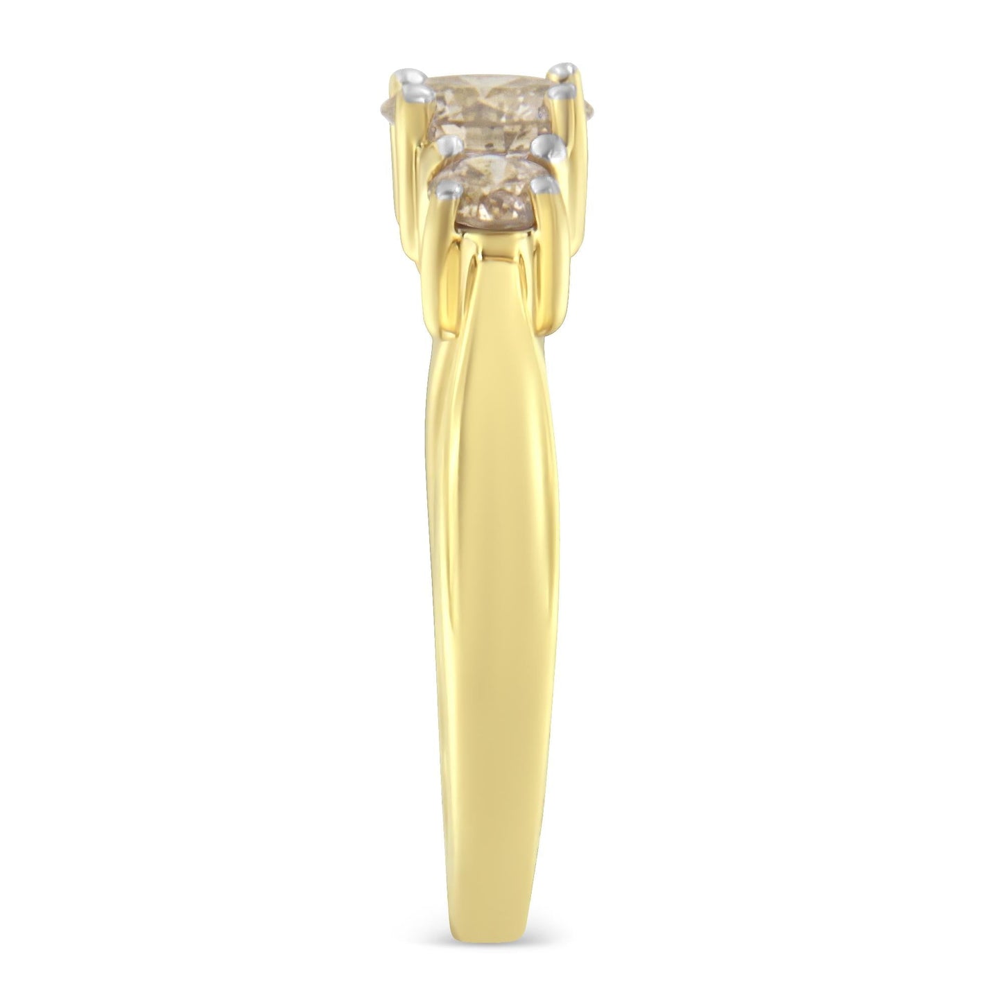 10K Yellow Gold Three Stone Diamond Band Ring (1.00 cttw, J-K Color)