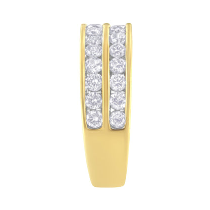 10K Yellow Gold Two-Row Diamond Band Ring (1 Cttw, J-K Color, I1-I2)