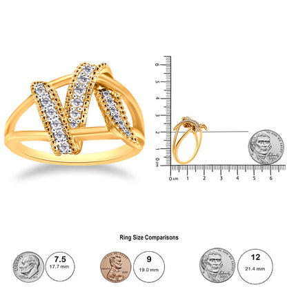 14K Yellow Gold Plated .925 Sterling Silver 1/4 Cttw Diamond Interlock