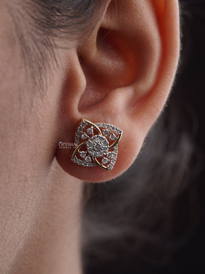 Unique 1.40 CTW Lab-Grown Diamond Flower Stud Earring, Cluster Set Lab